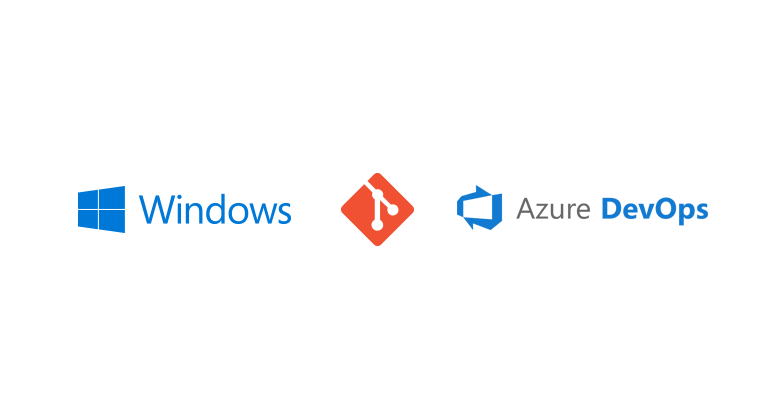 Three-up display of logos with Windows, Git, and Azure DevOps